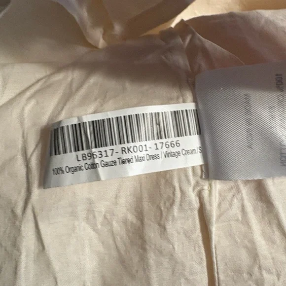 Quince 100% Organic Cotton Gauze Tiered Maxi Dress S Vintage Cream Vacation NWT - Picture 7 of 9